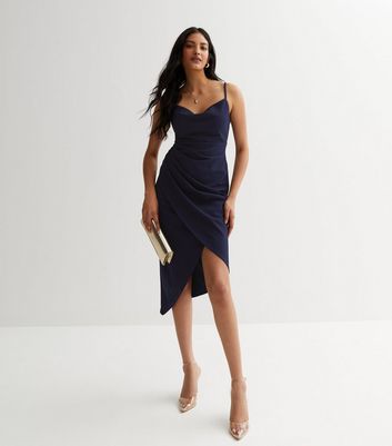 Strappy Cowl Neck Skinny-Fit Midi Dresses