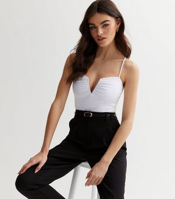 Deep v outlet white top