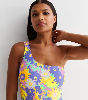 Noisy May Pink Floral One Shoulder Swimsuit | New Look