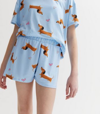 Girls Blue Short Pyjama Set with Sausage Dog Print New Look