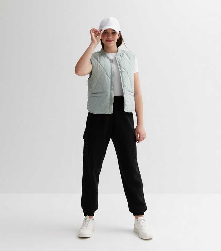 Girls Black Cargo Joggers