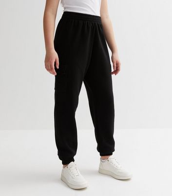 Girls black sales jogging bottoms