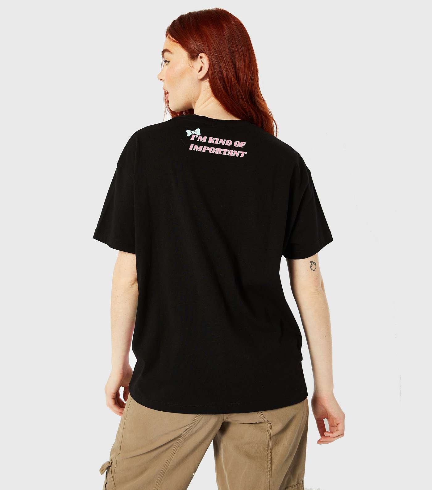 Skinnydip Black Disney Marie Oversized Logo T-Shirt Image 5
