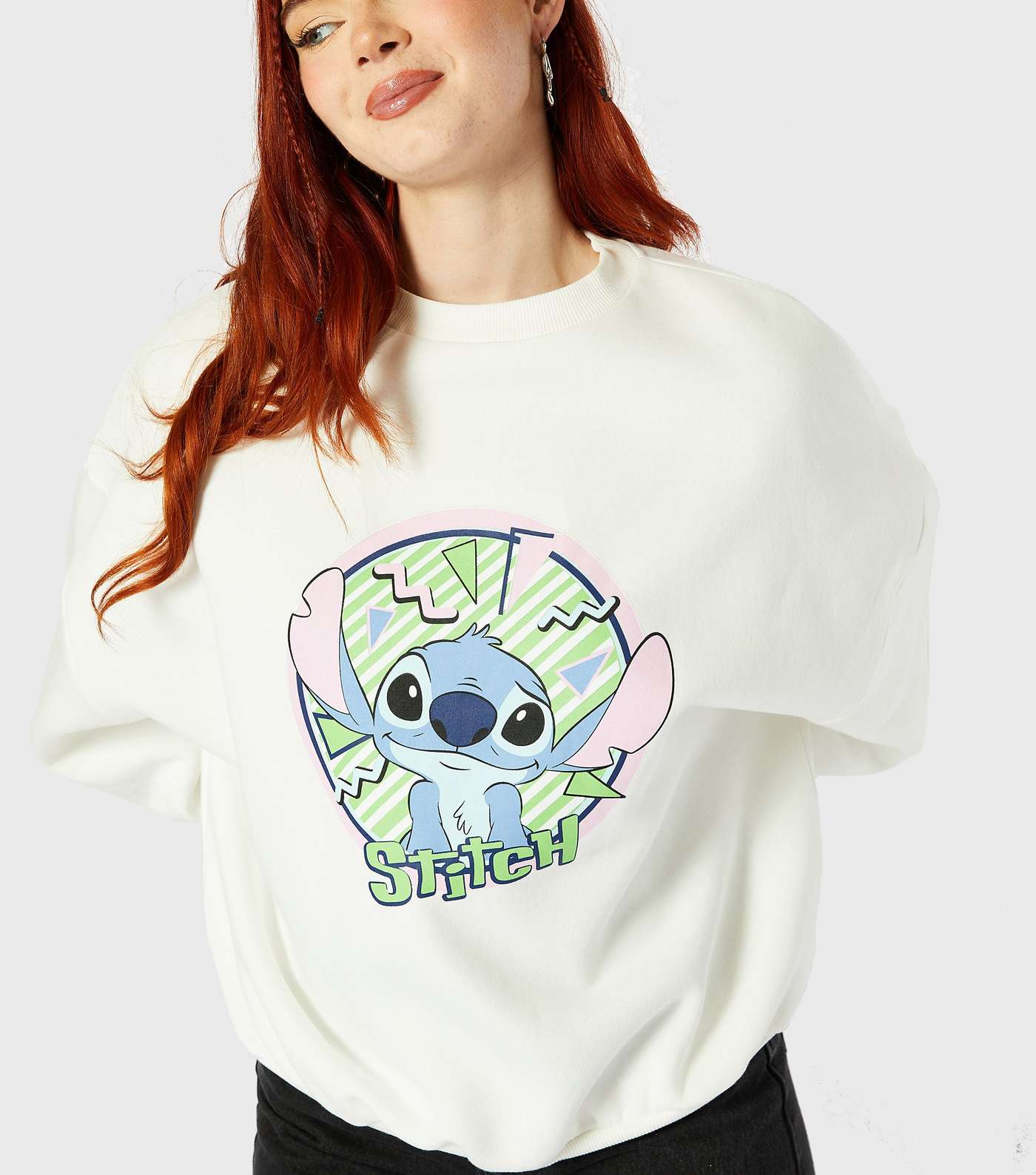 Skinnydip Cream Disney Stitch Jersey Sweatshirt Image 3