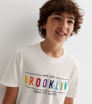 KIDS ONLY White Brooklyn Jersey Boxy Logo T-Shirt