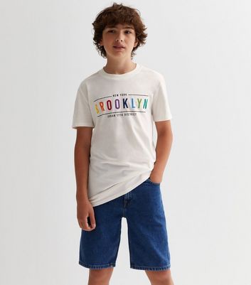 KIDS ONLY White Brooklyn Jersey Boxy Logo T-Shirt New Look