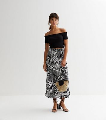 Animal print midi outlet skirt new look