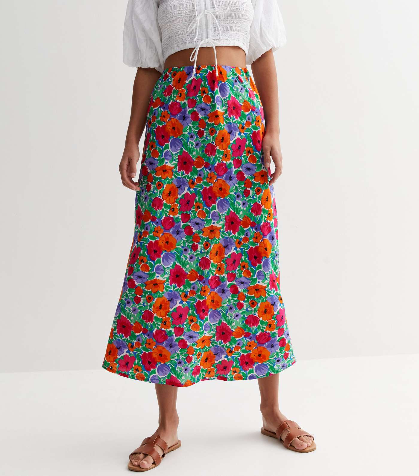 Influence Multicolour Floral Midi Skirt Image 2