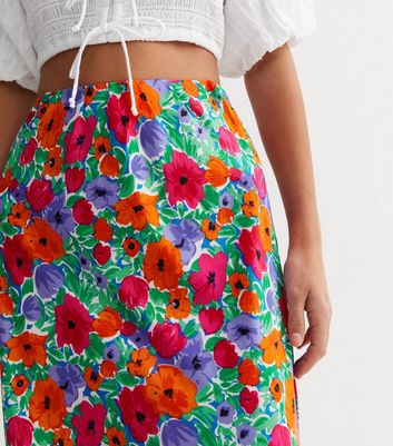 Colorful floral 2024 midi skirt