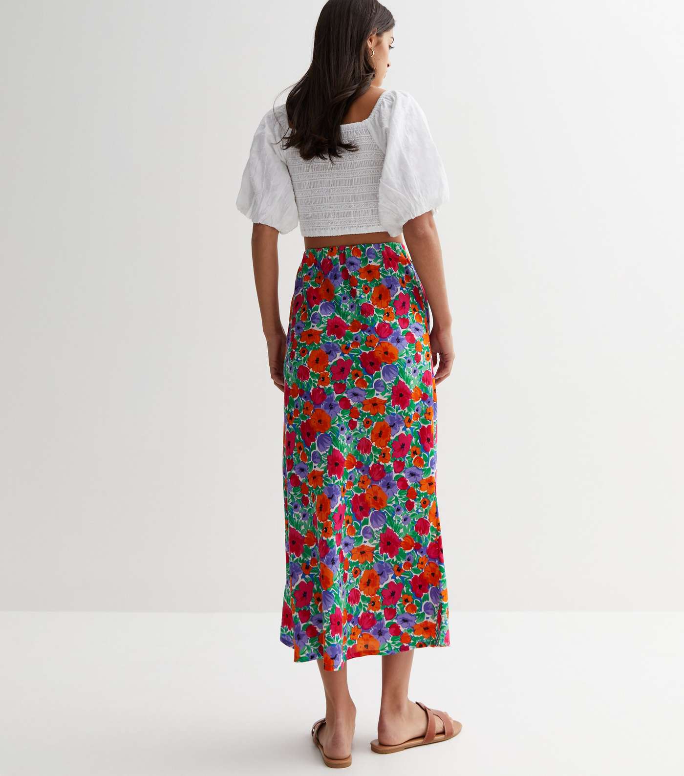 Influence Multicolour Floral Midi Skirt Image 4