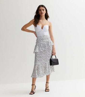 White dot ruffle outlet skirt