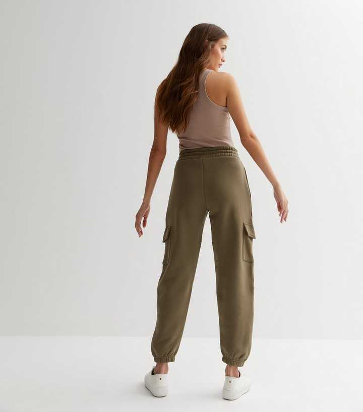 Cameo Rose Khaki High Waist Cuffed Cargo Joggers