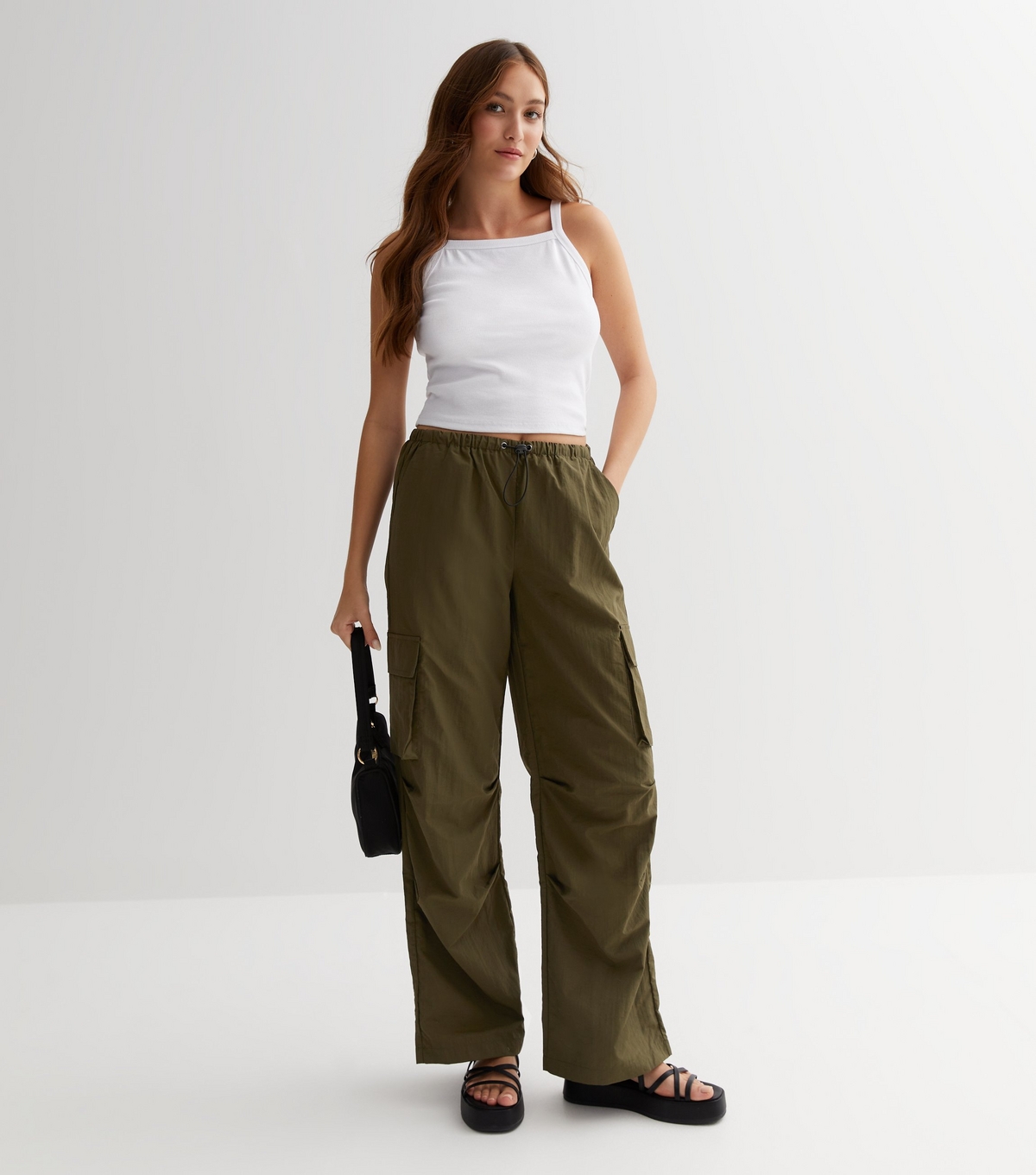 Women's Khaki Cargo Wide Leg Trousers ONLY New Look