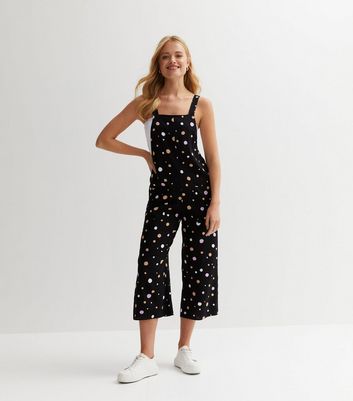 Black Spot Crop Dungaree Jumpsuit