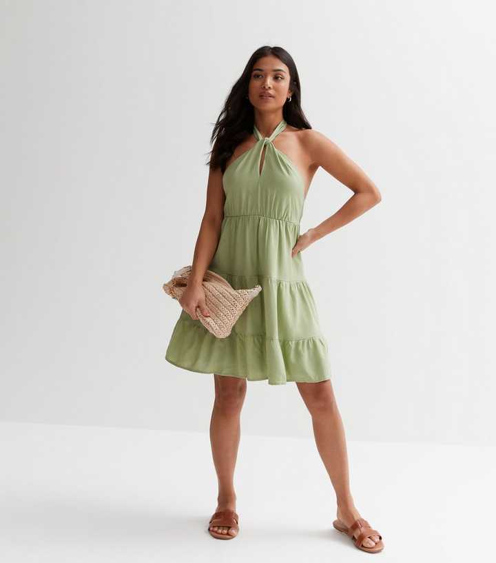 Vero Moda Light Green Halter Dress | New