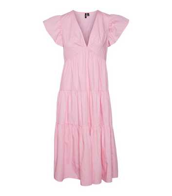 Vero Moda Pink Tiered Midi Dress