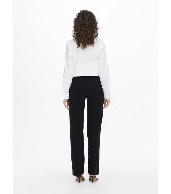 Black High Waisted Straight Leg Trousers