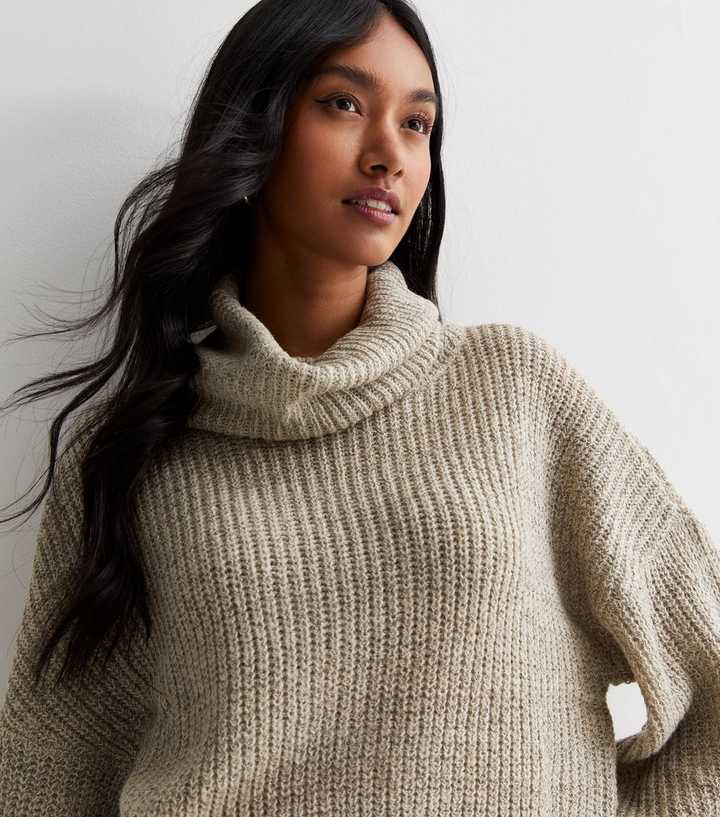oversized white roll neck jumper