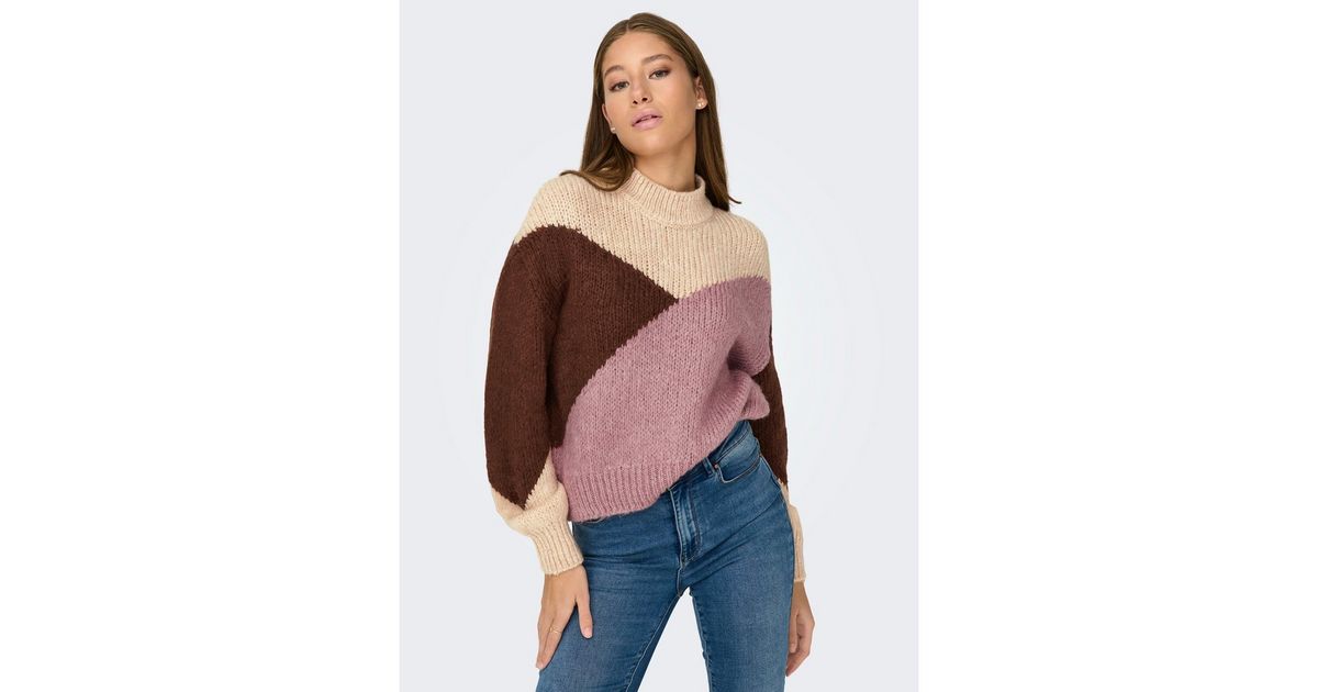 JDY Off White Abstract Knit High Neck Jumper | New Look