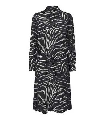 JDY Black Zebra Print Belted Midi Shirt Dress