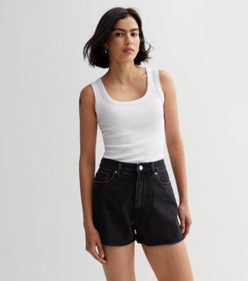 Black high waisted jean shorts online