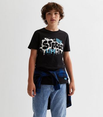 KIDS ONLY Black Graffiti Street Logo T-Shirt New Look