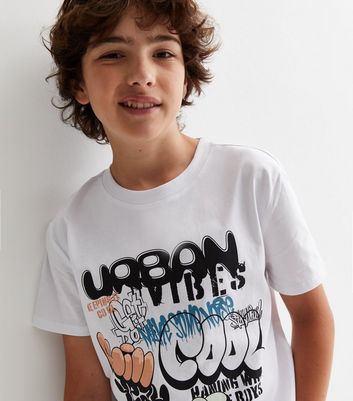 KIDS ONLY White Graffiti Logo T-Shirt New Look