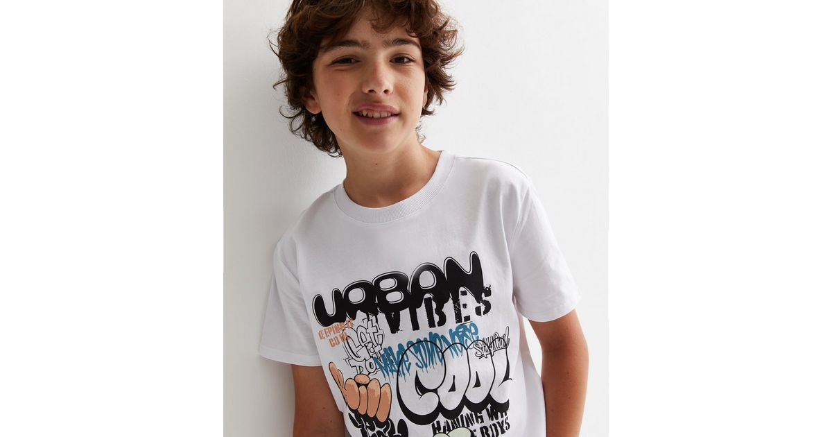 KIDS ONLY White Graffiti Logo T-Shirt New Look
