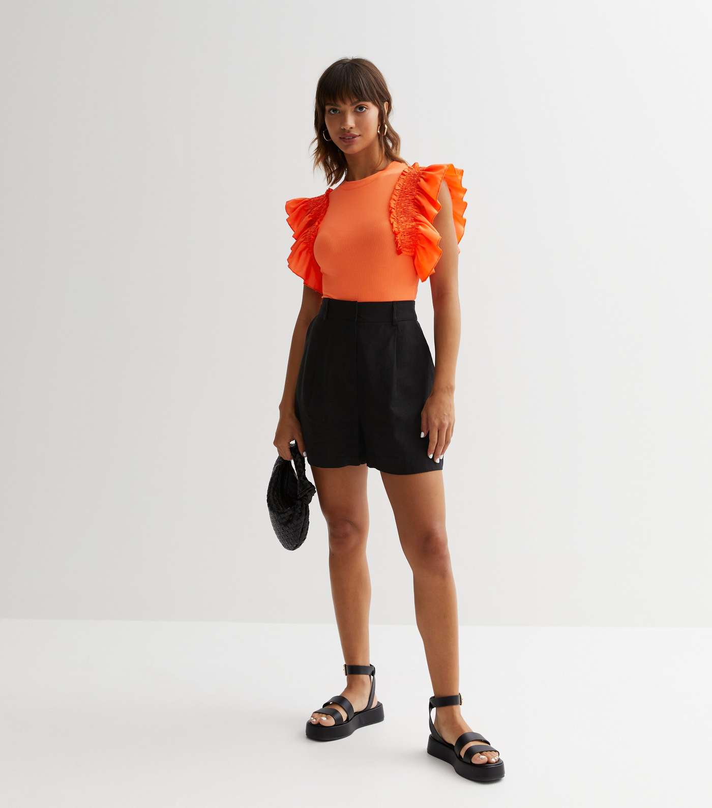 Bright Orange Jersey Frill Sleeve Bodysuit Image 3