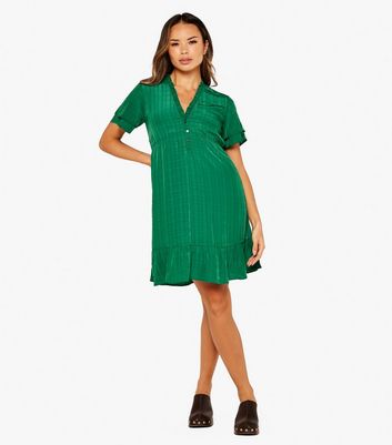 Apricot Green Check Short Sleeve Mini Dress New Look