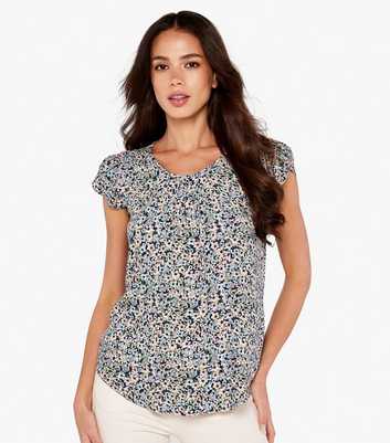 Apricot Navy Floral Cap Sleeve Top
