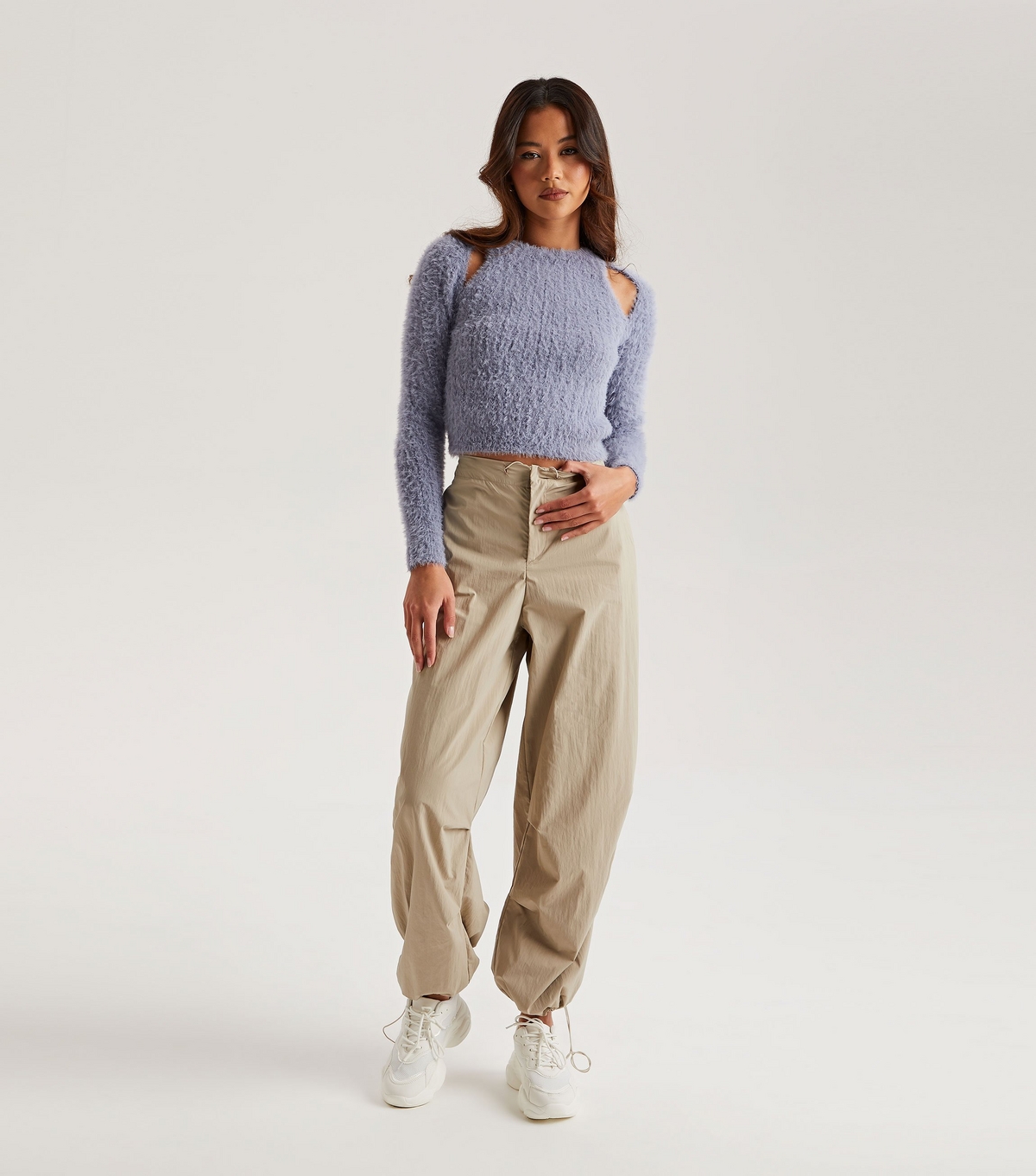 Women's Stone Parachute Trousers Urban Bliss New Look
