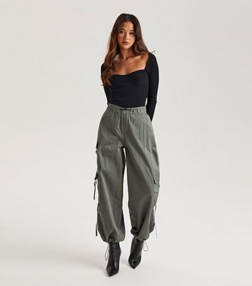Urban Bliss Olive Parachute Trousers New Look