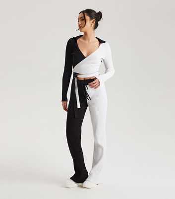 Urban Bliss Black Ribbed Jersey Colour Block Trousers