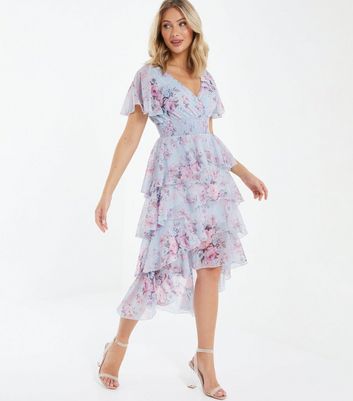 Floral chiffon tiered discount dress