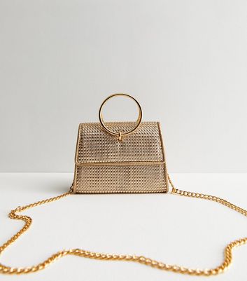 new look gold clutch bag