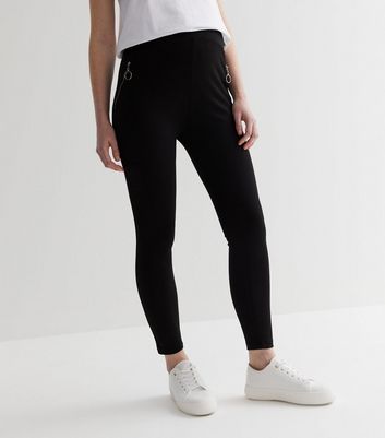 Maternity Black Zip Ponte Seam Front Leggings New Look