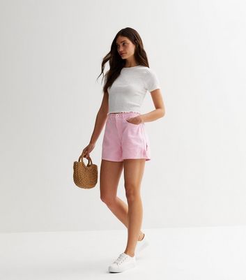 ONLY Pink Pattern High Waisted Shorts New Look