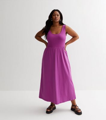 ONLY Curves Dark Purple Jersey Sleeveless Maxi Dress New Look