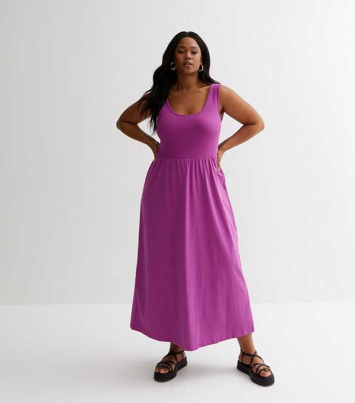 Biprodukt dal Agent ONLY Curves Dark Purple Jersey Sleeveless Maxi Dress | New Look