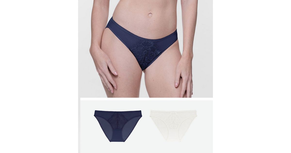 Dorina 2 Pack Navy and Off White Lace Front Briefs