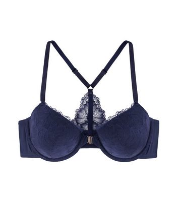 Dorina Blue Lace Racer Back Underwired Bra New Look
