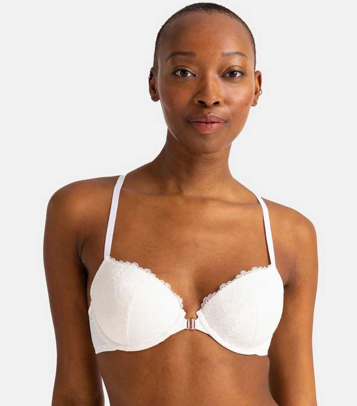 Buy Auden women lace detailed padded bra white and black Online