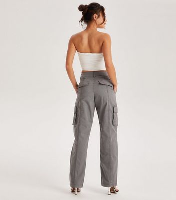 Dark Grey Cotton Cuffed Cargo Trousers | New Look