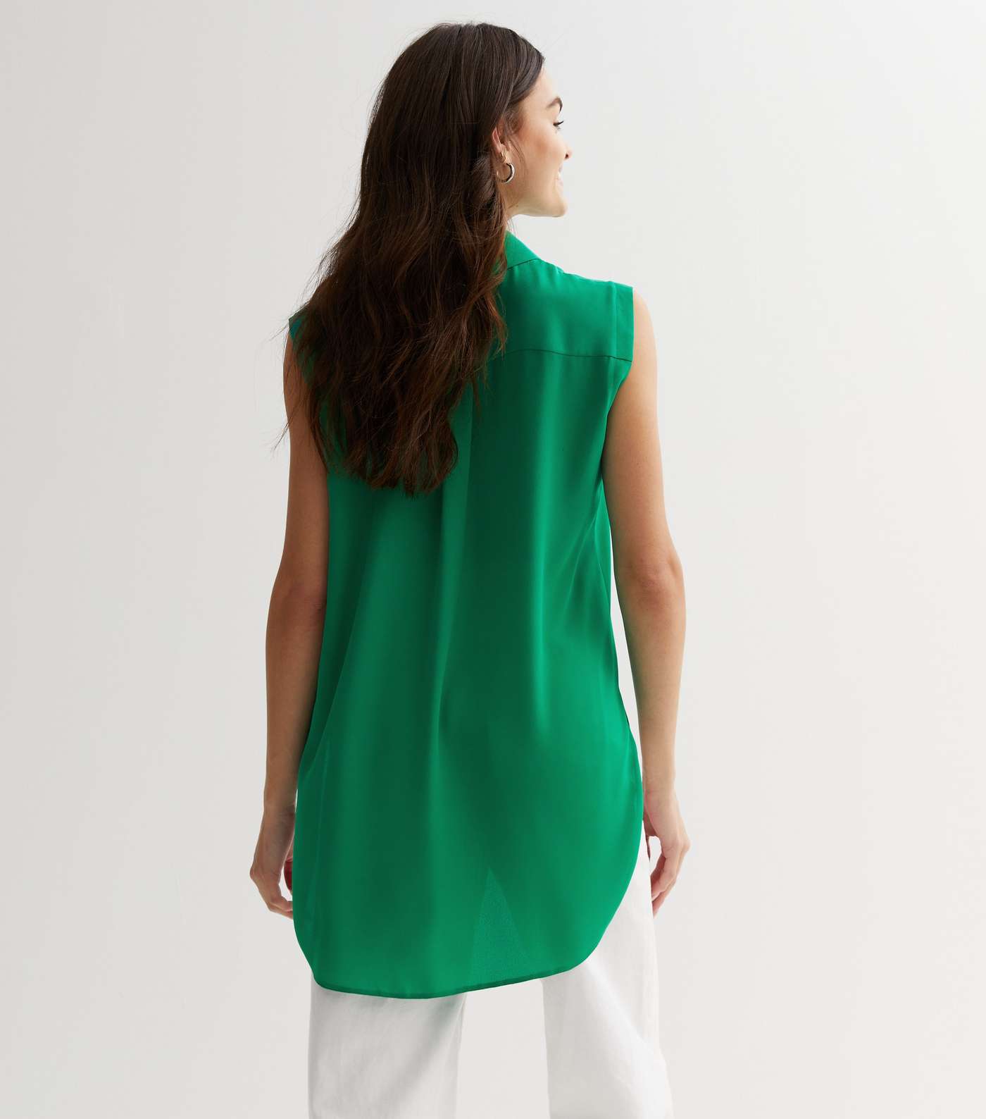 Green Sleeveless Oversized Shirt Image 4