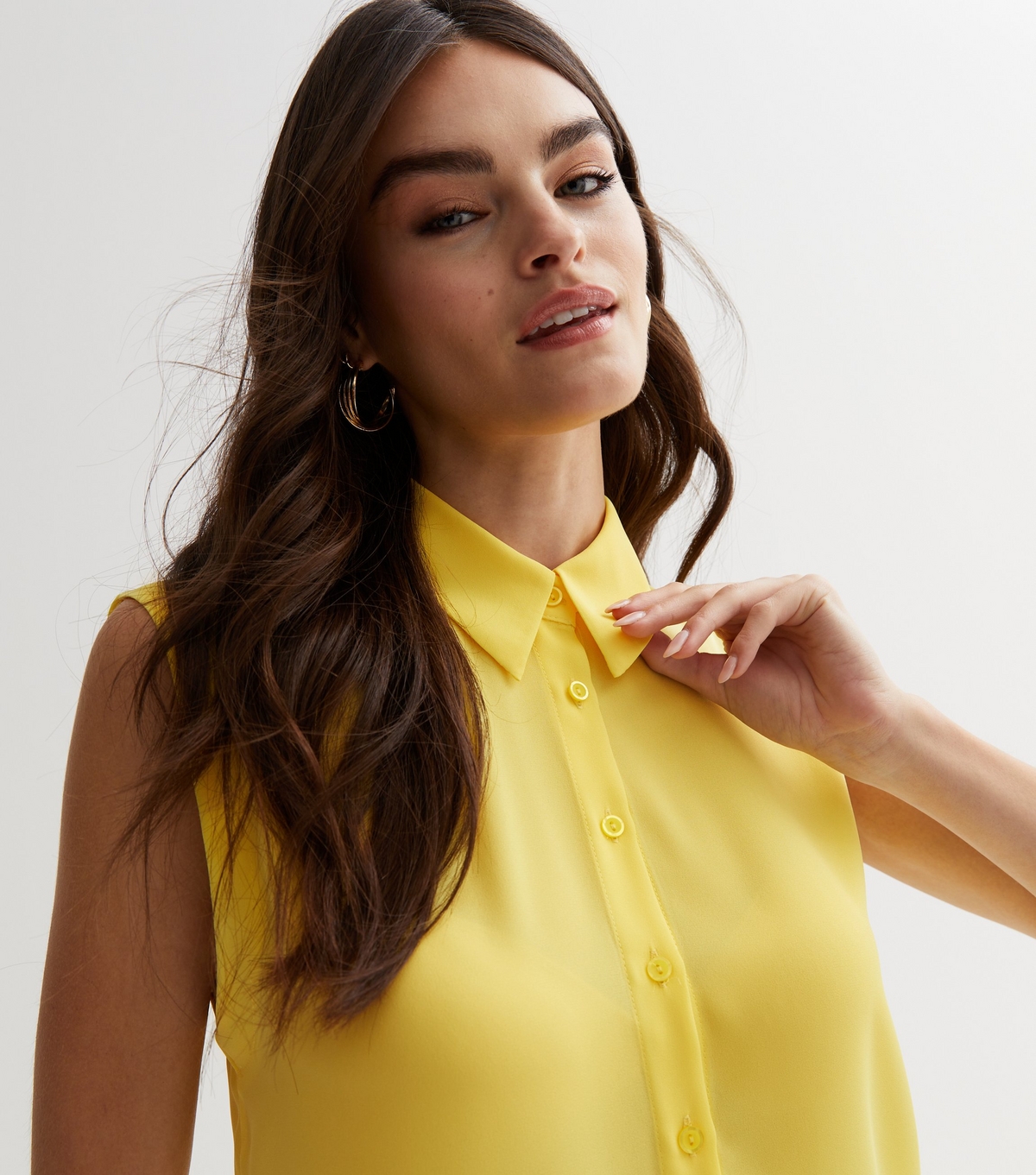 Women's Yellow Sleeveless Oversized Shirt New Look
