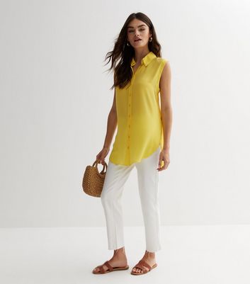 Yellow Sleeveless Oversized Shirt New Look