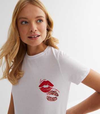 White Leopard Lips Love More Pocket Logo T-Shirt