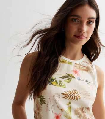 Cream Tropical Print Vest