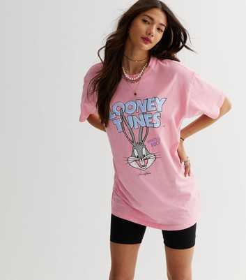 Pink Bugs Bunny Oversized Logo T-Shirt